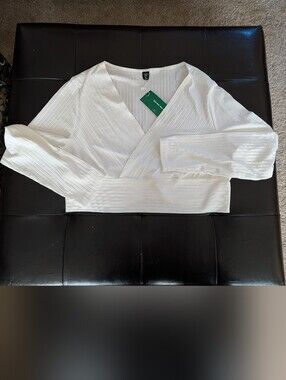 SHEIN White Ribbed Curve Crop Top Size 3XL. NWT